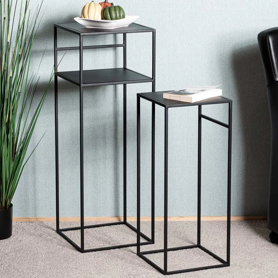 Moderne Blumensäulen in Schwarz - Foahala (zweiteilig)