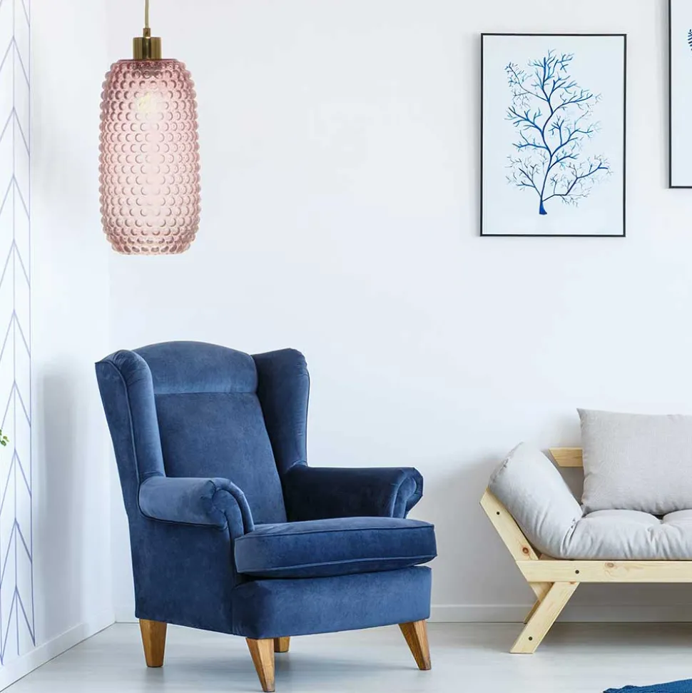 Moderne Design Hängeleuchte in Rosa Glas - Abid