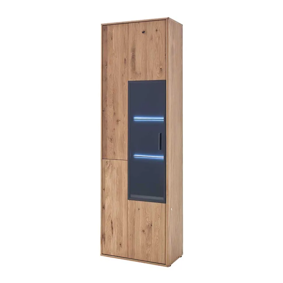 Moderne Echtholz Vitrine aus Eiche Massivholz - Assela