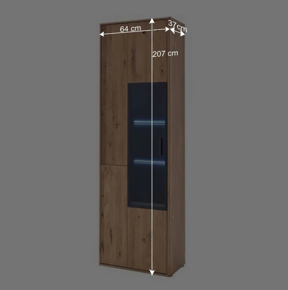 Moderne Echtholz Vitrine aus Eiche Massivholz - Assela