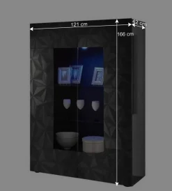 Moderne Hochglanzvitrine in Anthrazit - Kuriasna