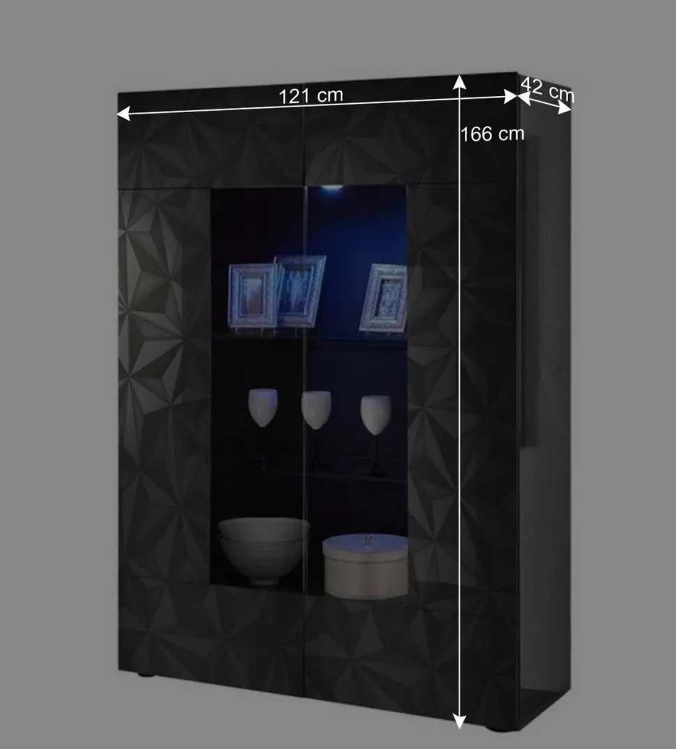 Moderne Hochglanzvitrine in Anthrazit - Kuriasna