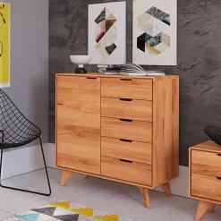 Moderne Holzkommode aus Kernbuche massiv - Junola