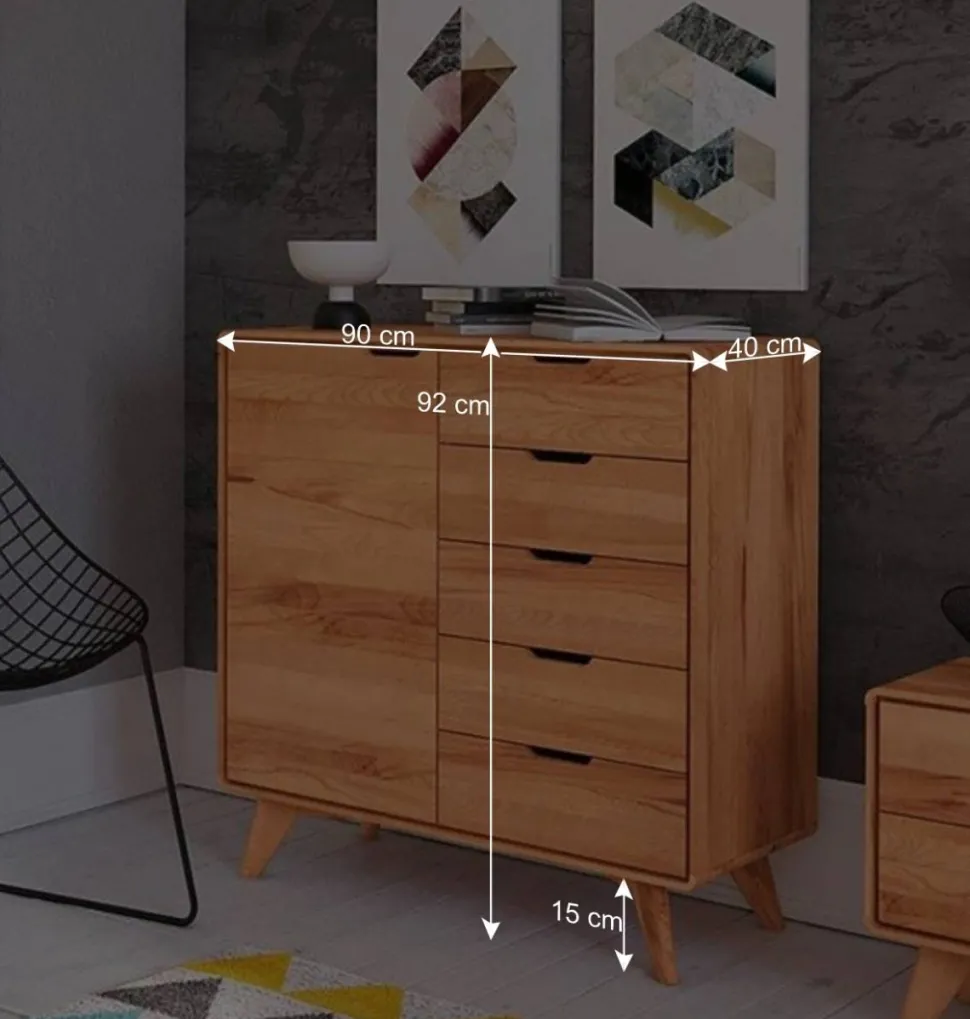 Moderne Holzkommode aus Kernbuche massiv - Junola