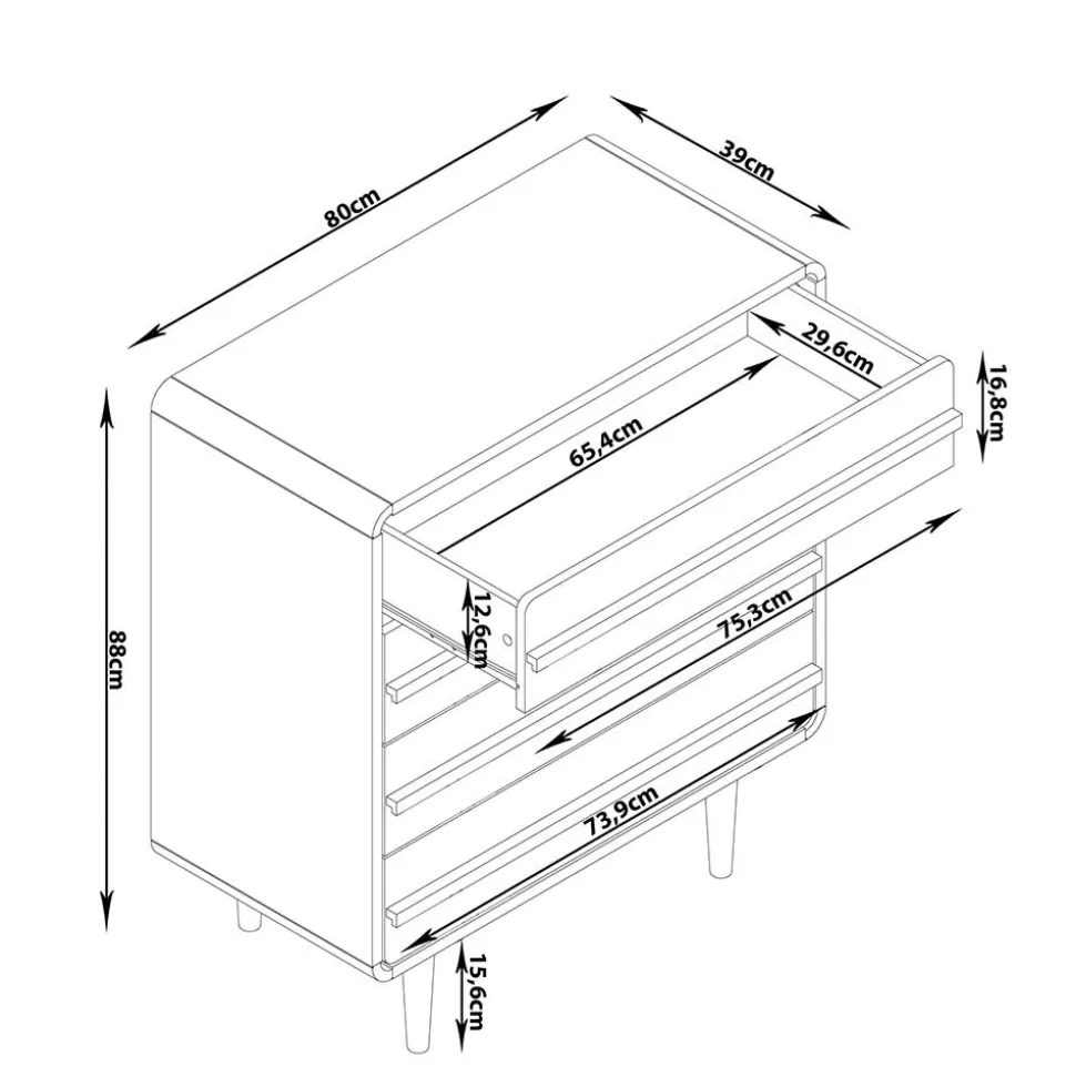 Moderne Kommode in Grau mit Schwarz - Pavias