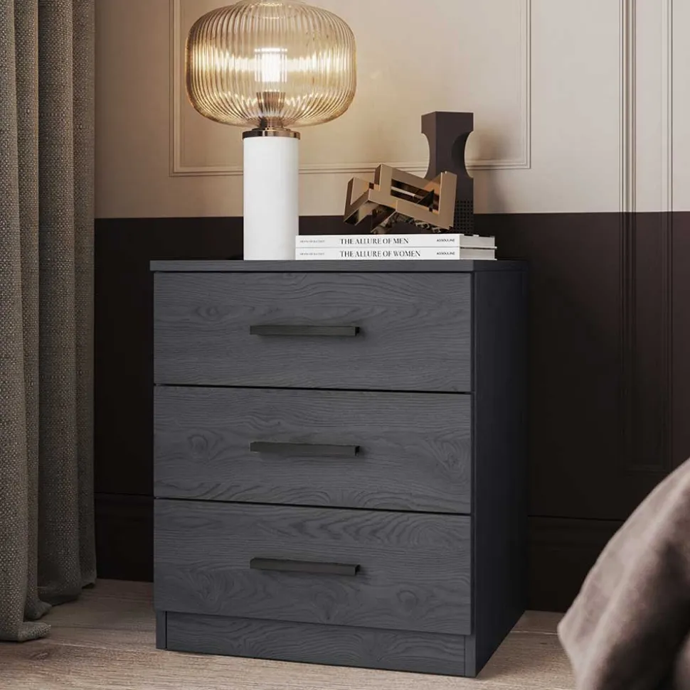 Moderne Nachtkommode in Eiche Grau - Carika