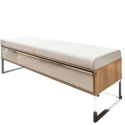 Moderne Schlafzimmerbank mit Kunstleder Beige - Crascanu