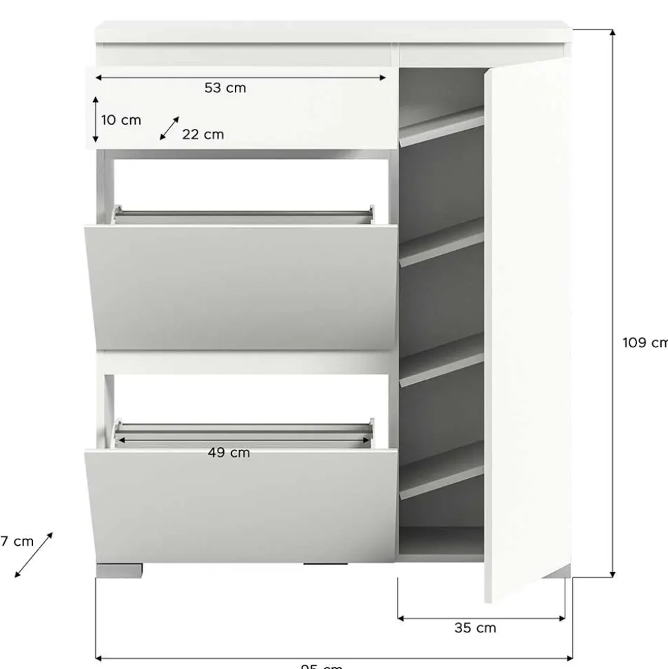 Moderne Schuh-Kombikommode in Weiß - Dany
