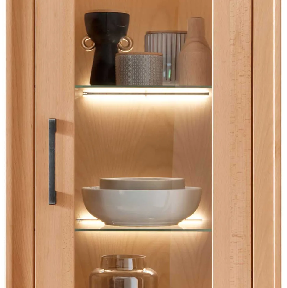 Moderne 1-türige Vitrine aus Kernbuche geölt - Sarosca