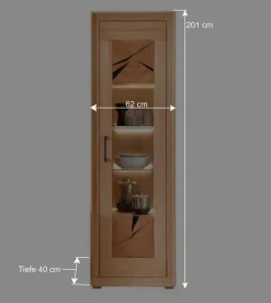 Moderne 1-türige Vitrine aus Kernbuche geölt - Sarosca