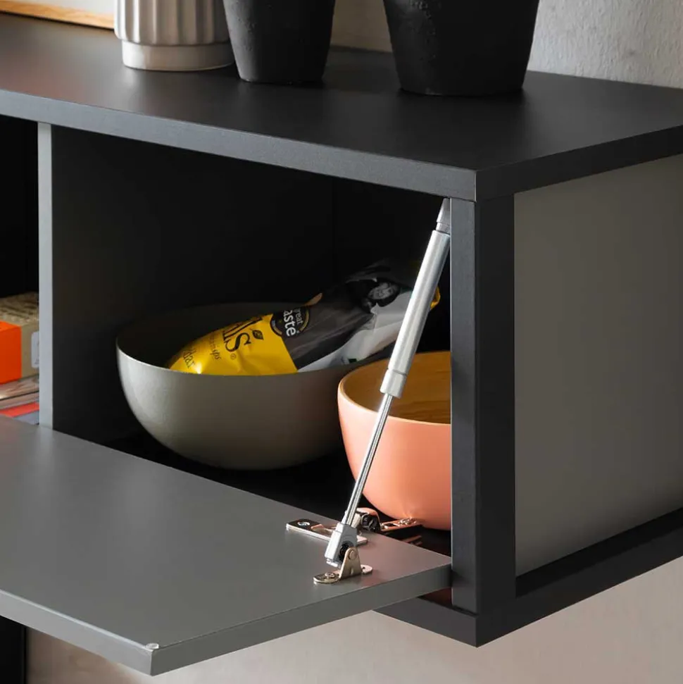 Moderne TV Anbauwand in Grau - Ridona (zweiteilig)