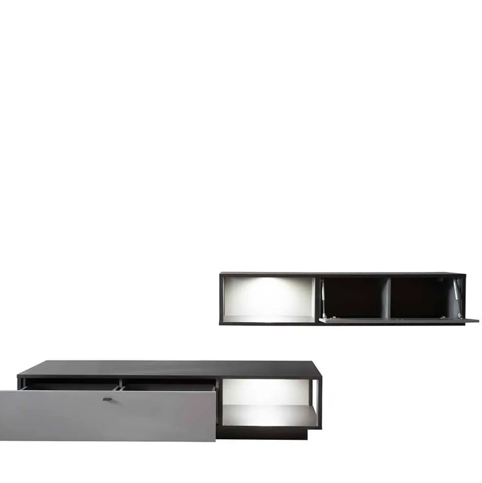 Moderne TV Anbauwand in Grau - Ridona (zweiteilig)