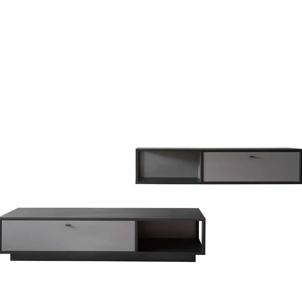 Moderne TV Anbauwand in Grau - Ridona (zweiteilig)