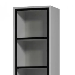 Moderne Vitrine in Hellgrau mit Schwarz - Giorno