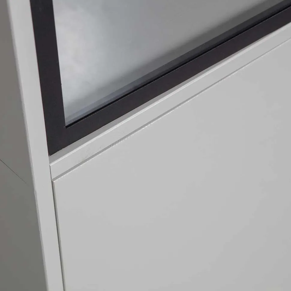 Moderne Vitrine in Hellgrau mit Schwarz - Giorno