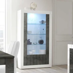 Moderne Vitrine in Weiß Hochglanz - Voskala