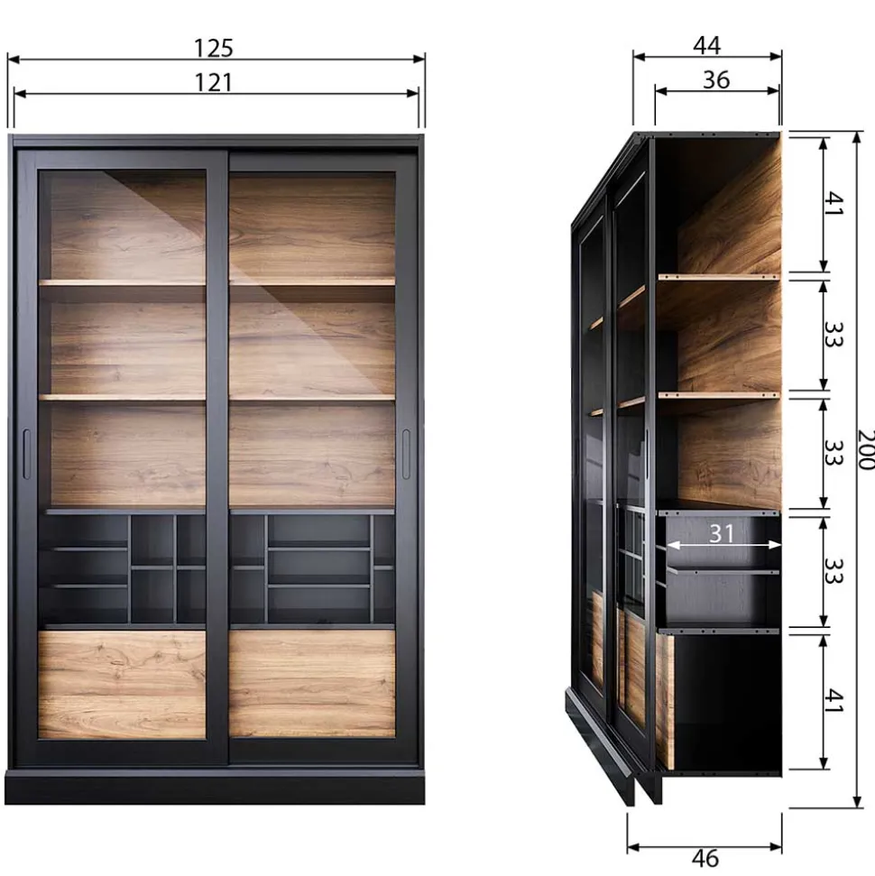Moderne Vitrine mit Glas Schiebetüren - Susanne
