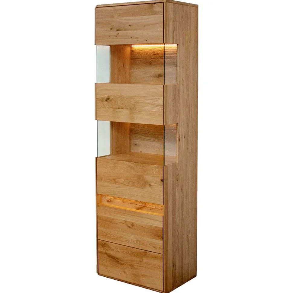 Moderne Wildeiche Vitrine 63x207x43 cm - Acmida