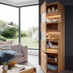 Moderne Wildeiche Vitrine 63x207x43 cm - Acmida
