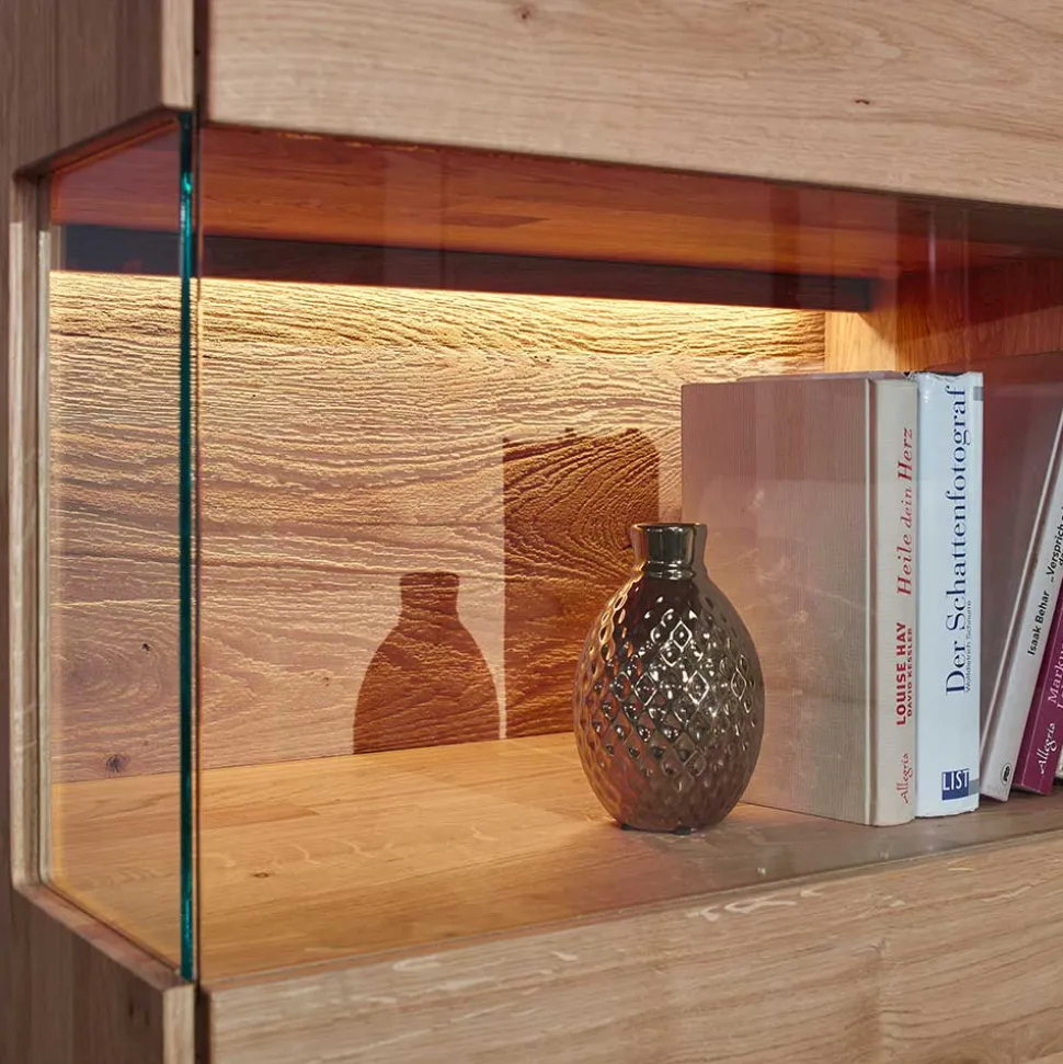 Moderne Wildeiche Vitrine 63x207x43 cm - Acmida