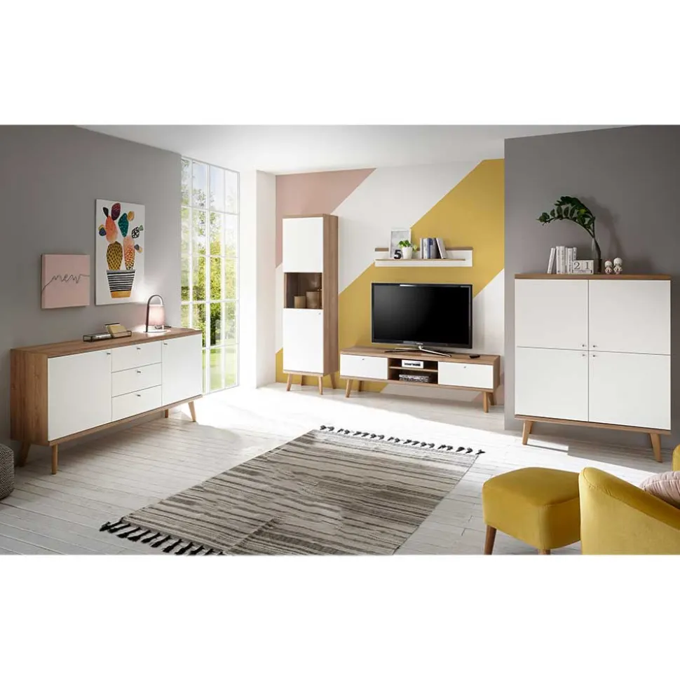 Moderne Wohnmöbel Kombi in Weiß - Cablos (fünfteilig)