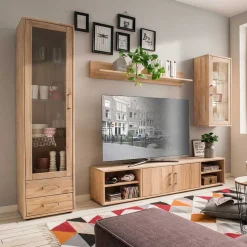 Moderne Wohnwand aus Holz - Dulciana (vierteilig)