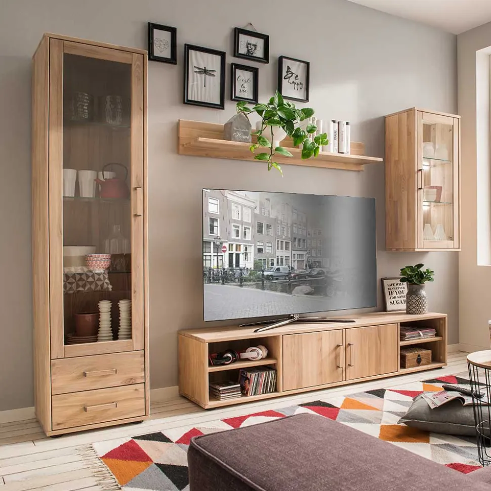 Moderne Wohnwand aus Holz - Dulciana (vierteilig)