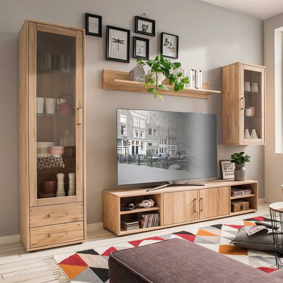 Moderne Wohnwand aus Holz - Dulciana (vierteilig)