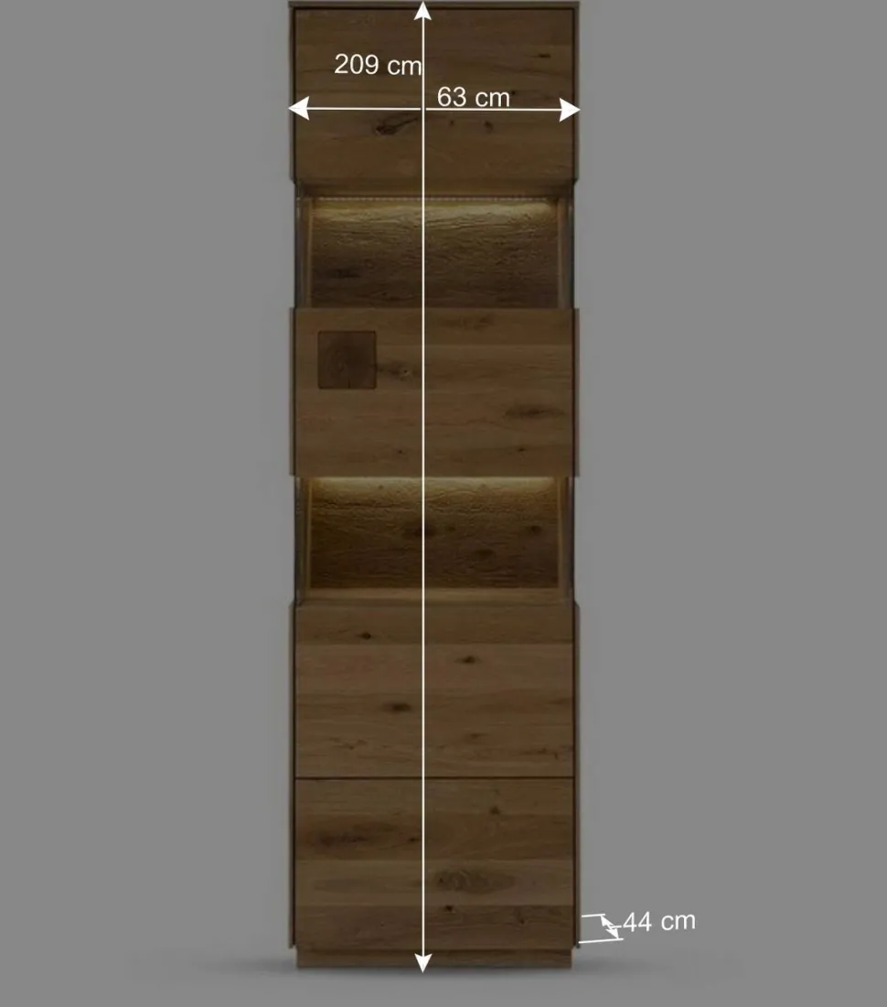 Moderne Wohnzimmervitrine aus Wildeiche Massivholz - Millena