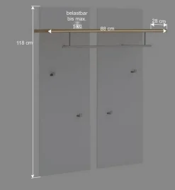 Modern-elegante Wandgarderobe 88x118x28 cm - Nusenia