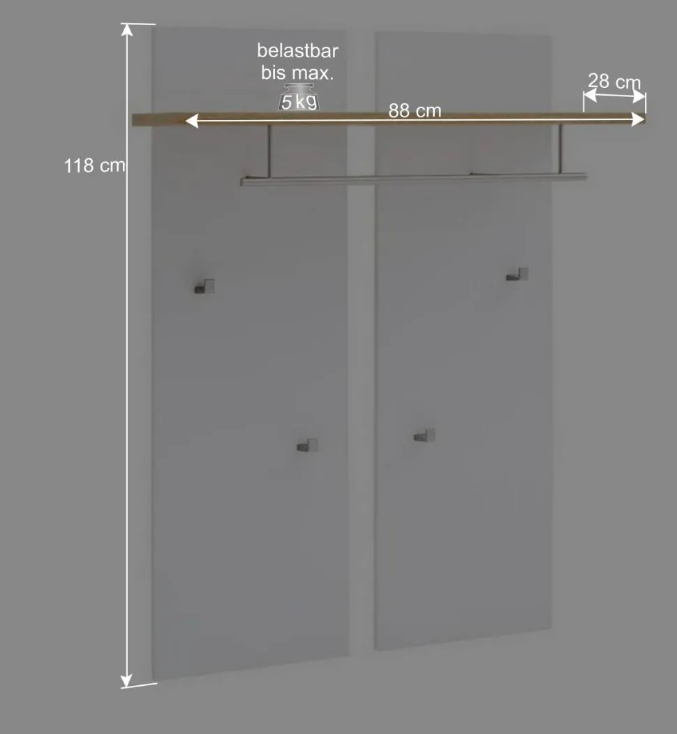 Modern-elegante Wandgarderobe 88x118x28 cm - Nusenia