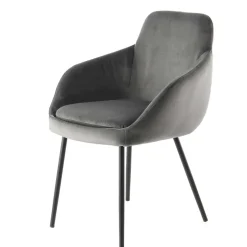 Moderner Armlehnenstuhl in Grau & Schwarz - Sazilo (2er Set)