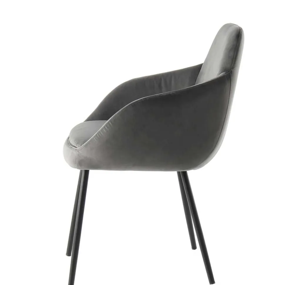 Moderner Armlehnenstuhl in Grau & Schwarz - Sazilo (2er Set)