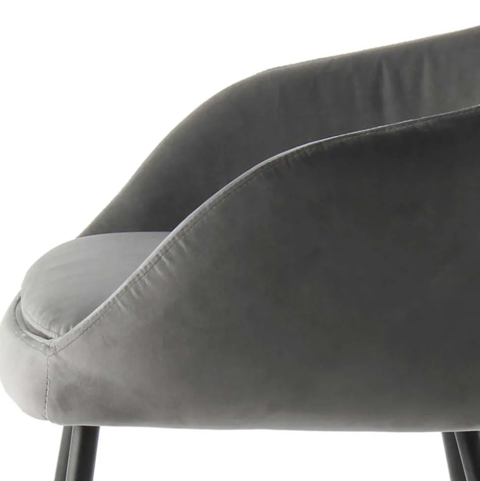 Moderner Armlehnenstuhl in Grau & Schwarz - Sazilo (2er Set)