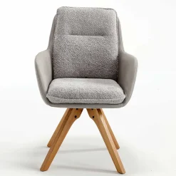 Moderner Armlehnenstuhl in Grau - Lyra (2er Set)