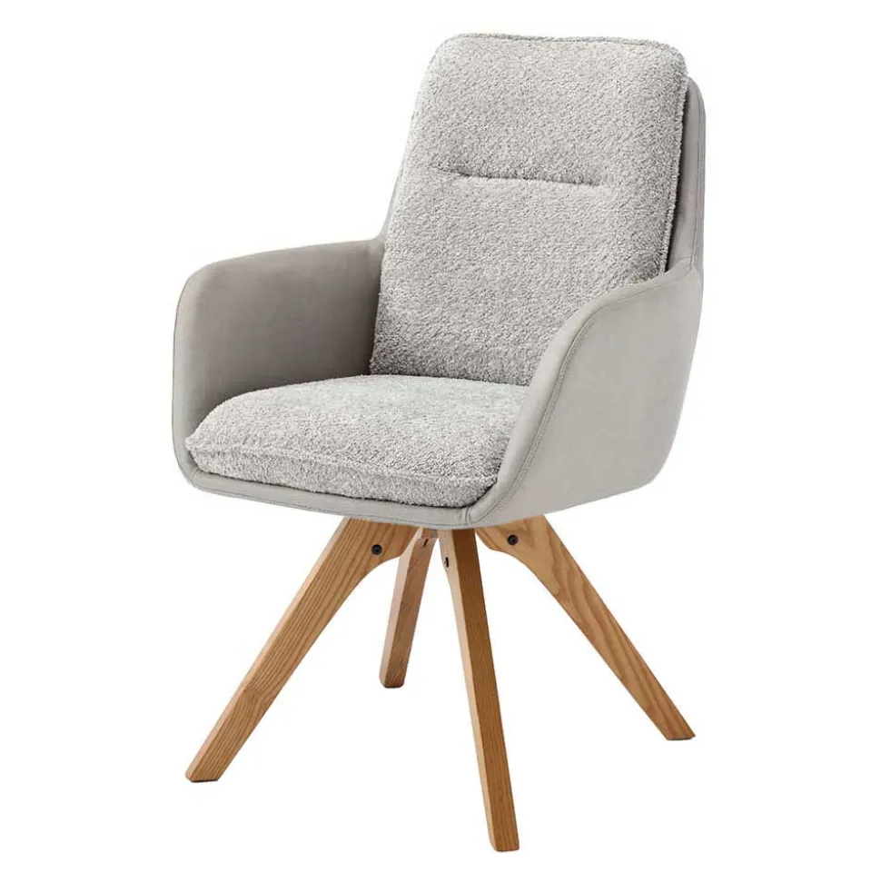 Moderner Armlehnenstuhl in Grau - Lyra (2er Set)