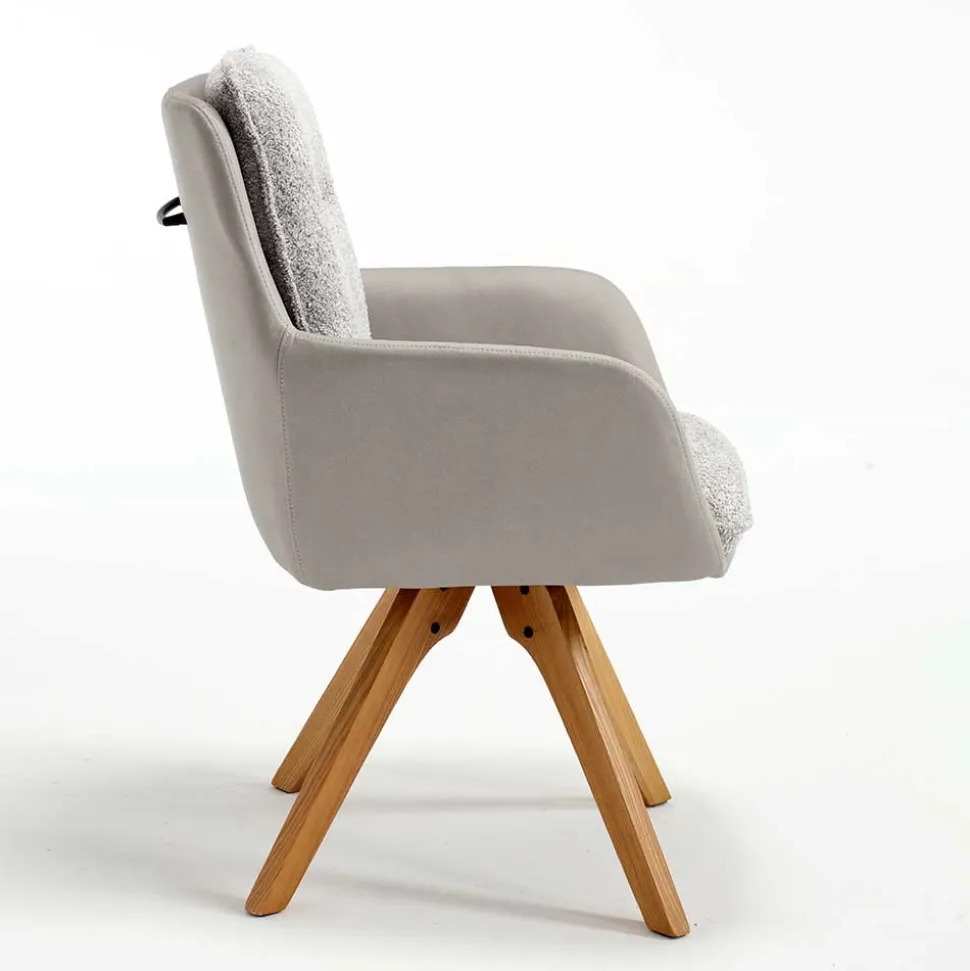 Moderner Armlehnenstuhl in Grau - Lyra (2er Set)