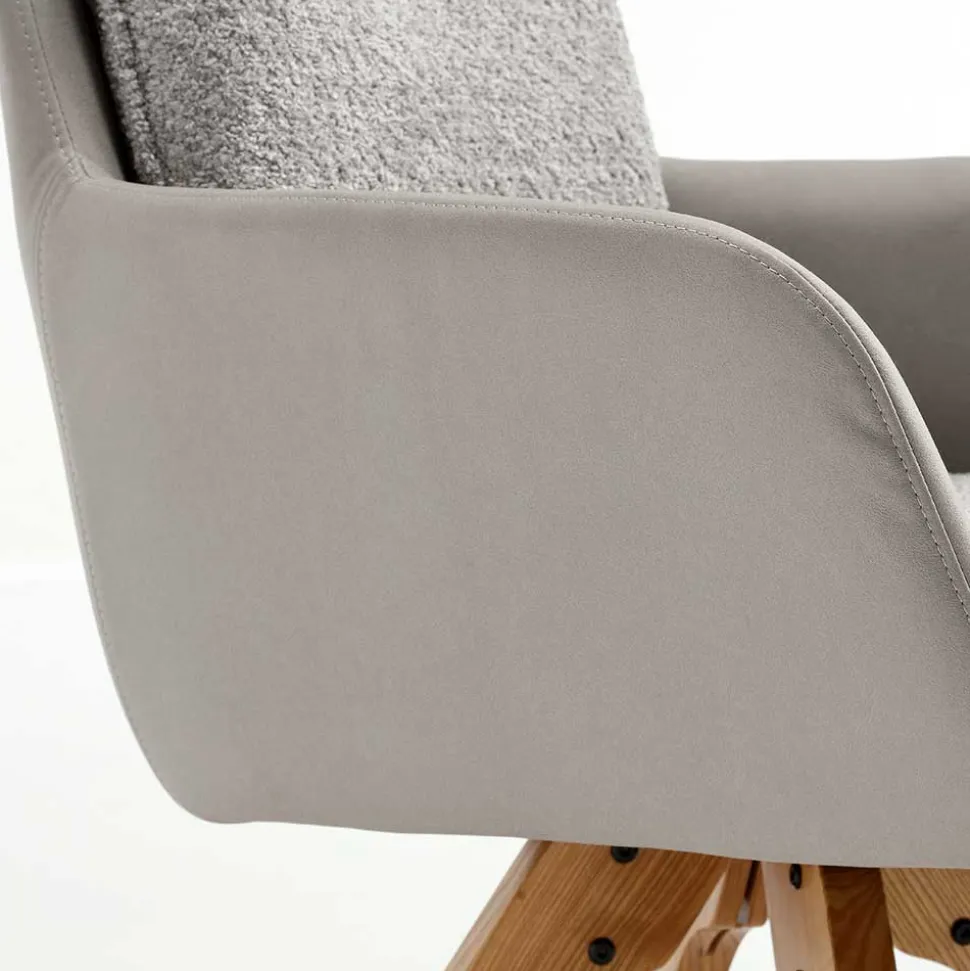 Moderner Armlehnenstuhl in Grau - Lyra (2er Set)