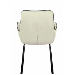 Moderner Armlehnenstuhl in Creme Samtstoff - Trocios