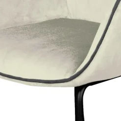 Moderner Armlehnenstuhl in Creme Samtstoff - Trocios