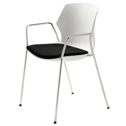 Moderner Armlehnstuhl in Weiß & Schwarz & Chrom - Plataya