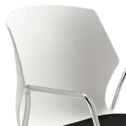 Moderner Armlehnstuhl in Weiß & Schwarz & Chrom - Plataya