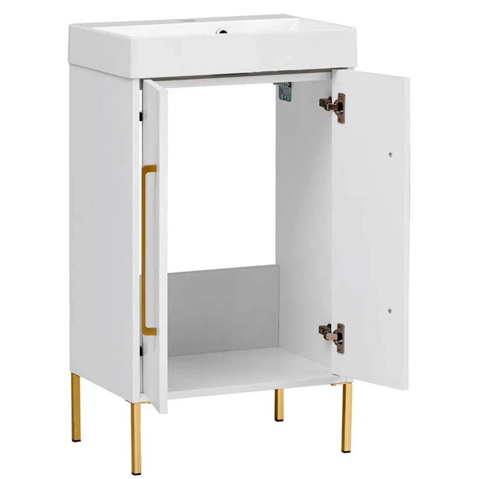 Moderner Bad Waschplatz in Weiß & Gold - Nuszaleva
