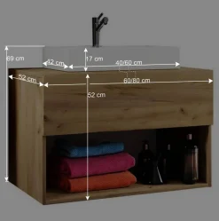 Moderner Bad Waschplatz im Holz Look - Toulon (zweiteilig)