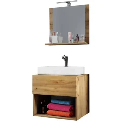 Moderner Bad Waschplatz im Holz Look - Toulon (zweiteilig)