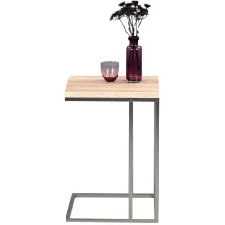 Moderner Beistelltisch in Sonoma Eiche Helma mit Metall Edelstahloptik