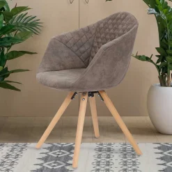 Moderner Esstisch Sessel in Taupe - Gozos (2er Set)