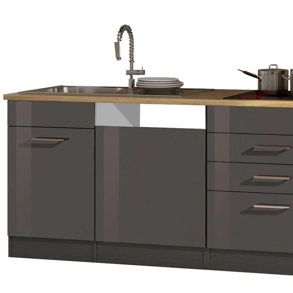 Moderner Küchenblock in Grau - Bozenia I (siebenteilig)