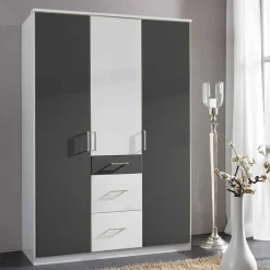 Moderner Kleiderschrank in Weiß mit Dunkelgrau - Vanila