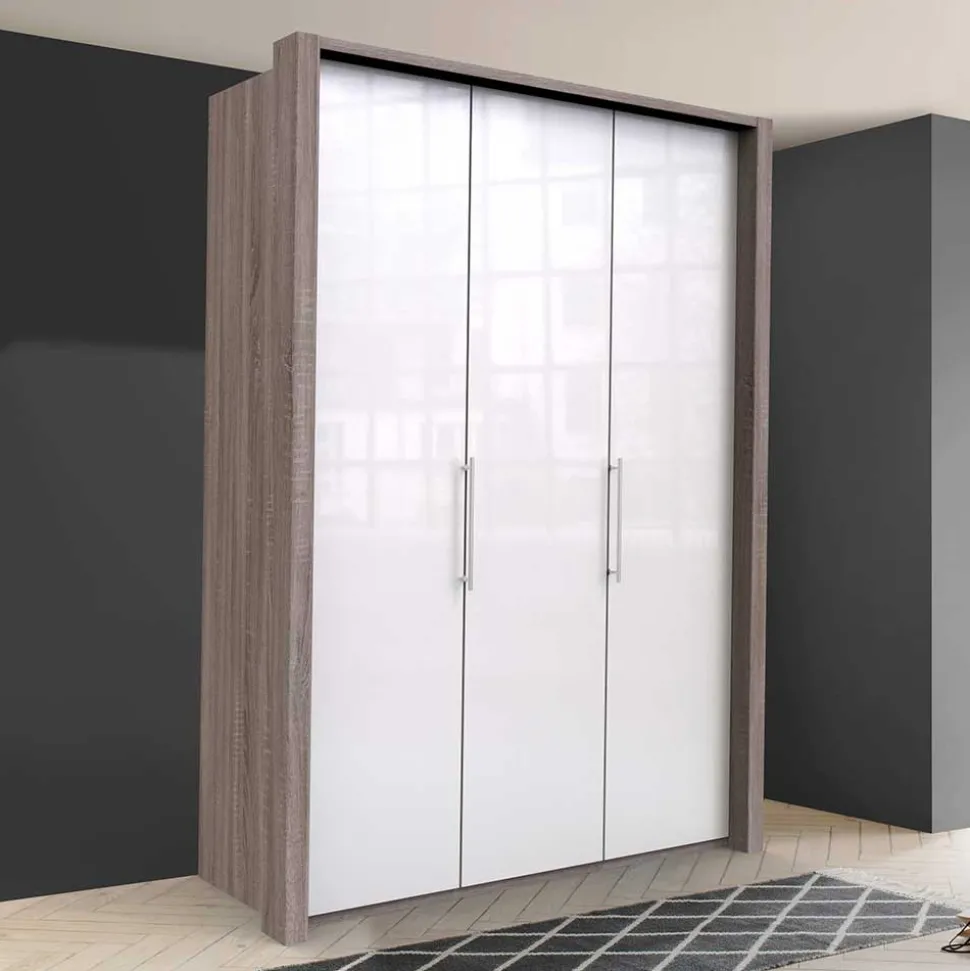 Moderner Kleiderschrank in Weiß Glas - Empresian